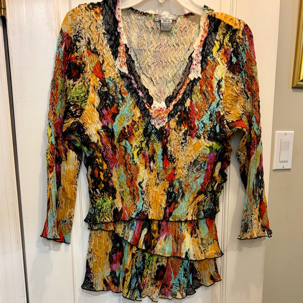 Alberto Makali Tiered Colorful Long Blouse